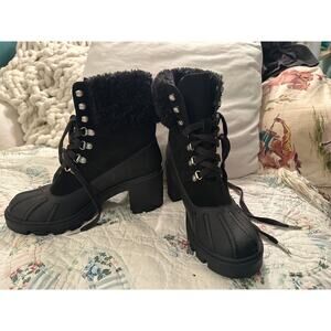 NEW SPLENDID MIKAYLA LEATHER COMBAT BOOTS DUCK BOOTS FAUX FUR 8